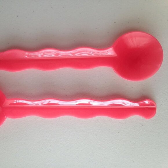 Tupperware Impressions Salad Serving Spoon Fork Interlocking Tongs Set Guava New - Picture 3 of 4